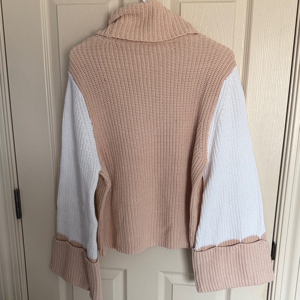 Sugarlips Cream and Tan Cowl Neck Sweater - Picture 3 of 3